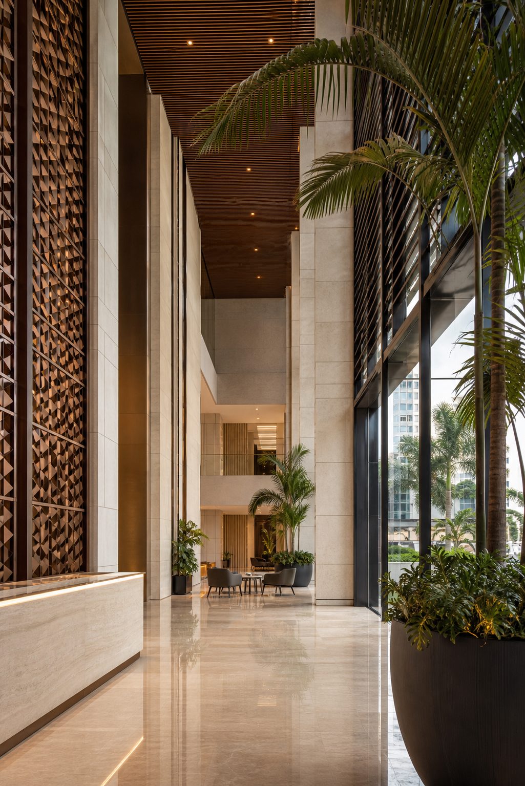 Warm, carefully maintained lobby managed by Spruce